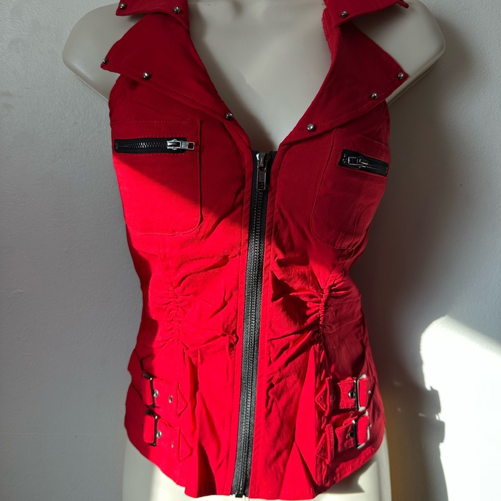 Women's Red Sleeveless Jacket